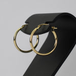 14K Yellow Gold Hoop Earrings – 17mm Small Classic Hoops - Sash Jewelry