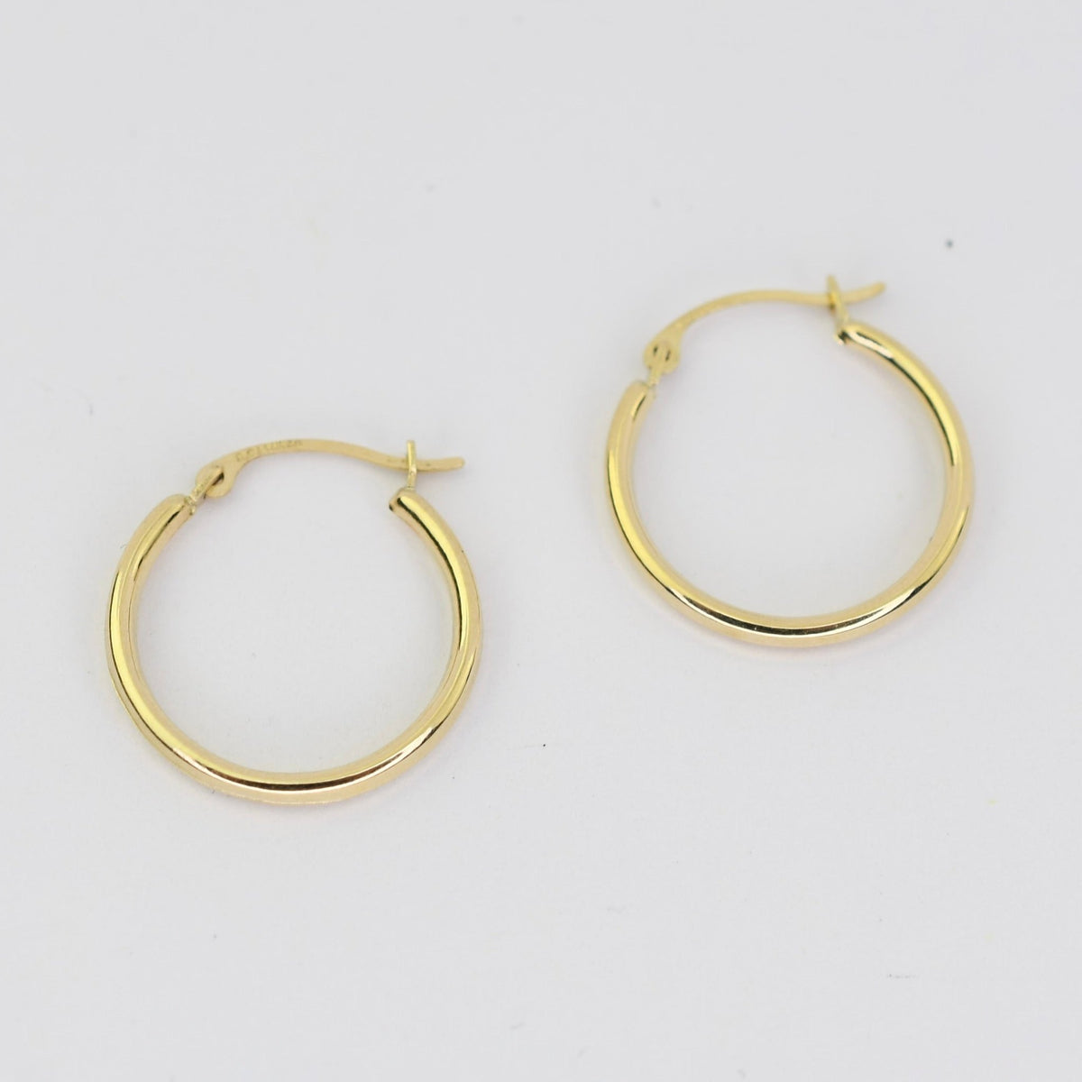 14K Yellow Gold Hoop Earrings – 17mm Small Classic Hoops - Sash Jewelry