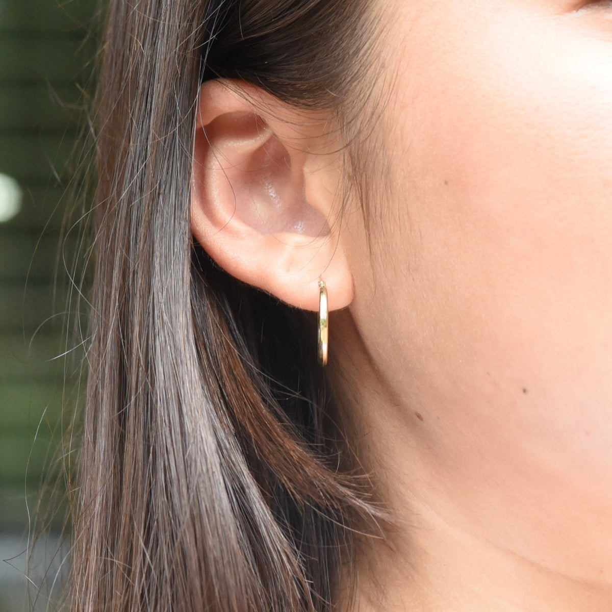 14K Yellow Gold Hoop Earrings – 17mm Small Classic Hoops - Sash Jewelry