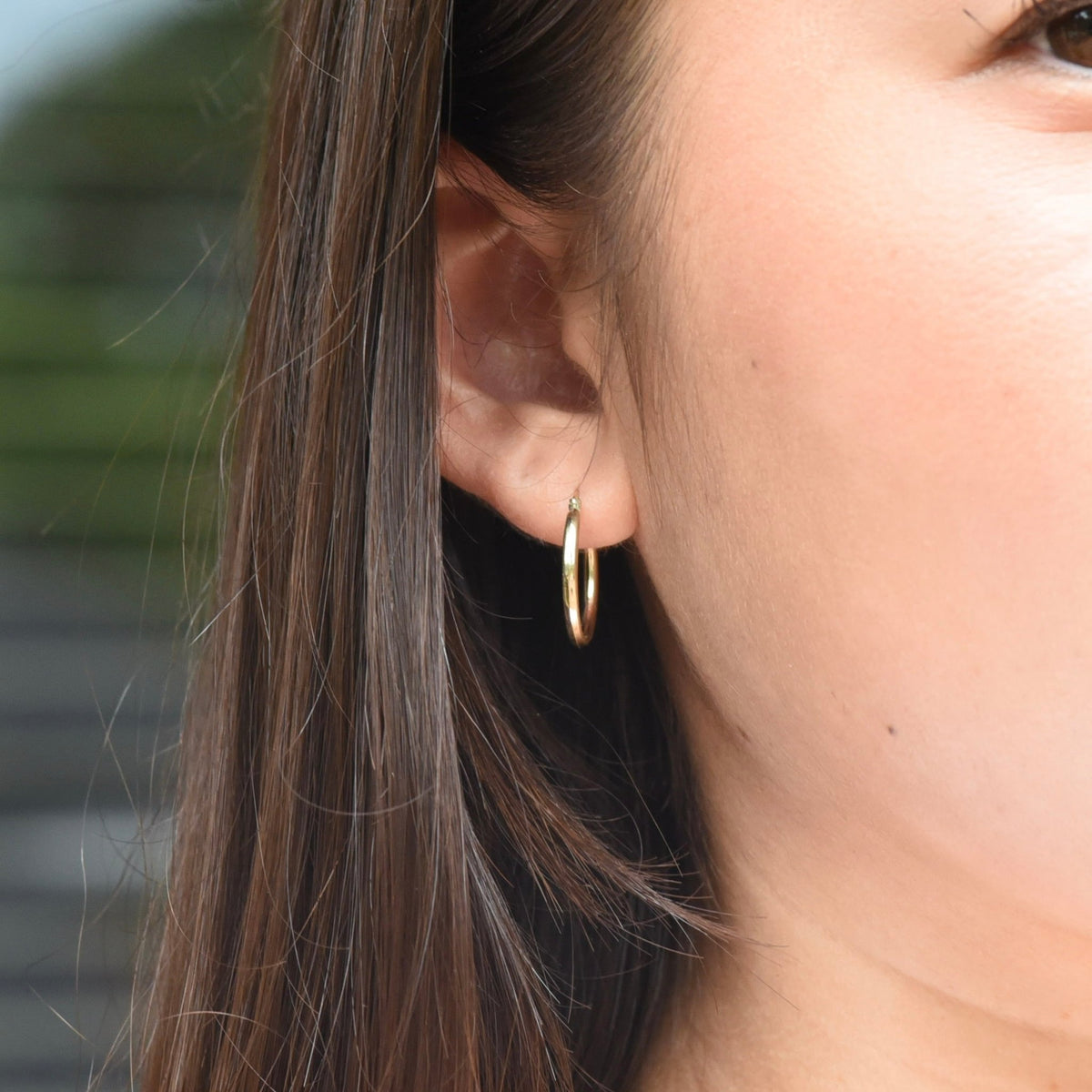 14K Yellow Gold Hoop Earrings – 17mm Small Classic Hoops - Sash Jewelry
