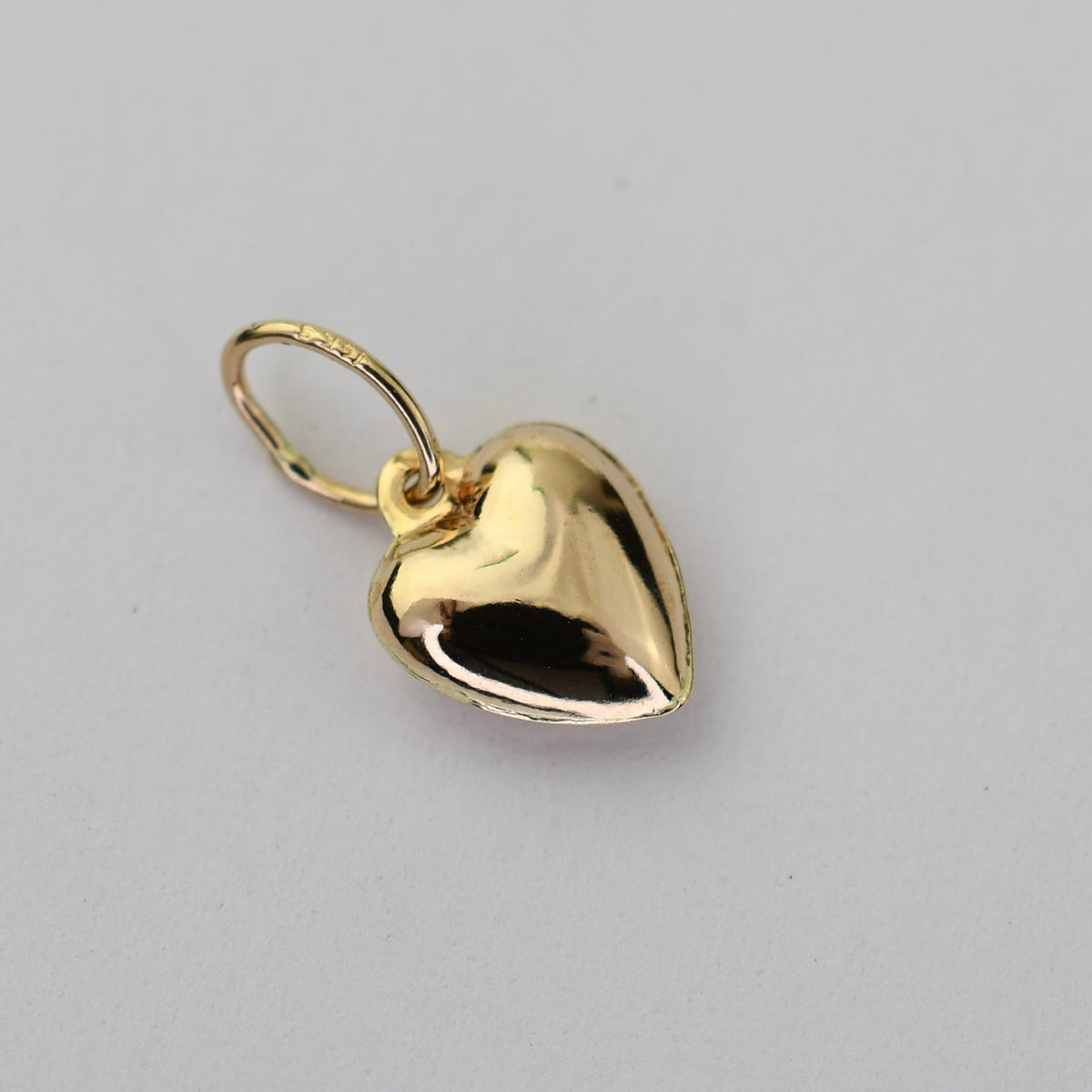 14K Yellow Gold Tiny Heart Charm – Dainty Hollow Heart Pendant - Sash Jewelry
