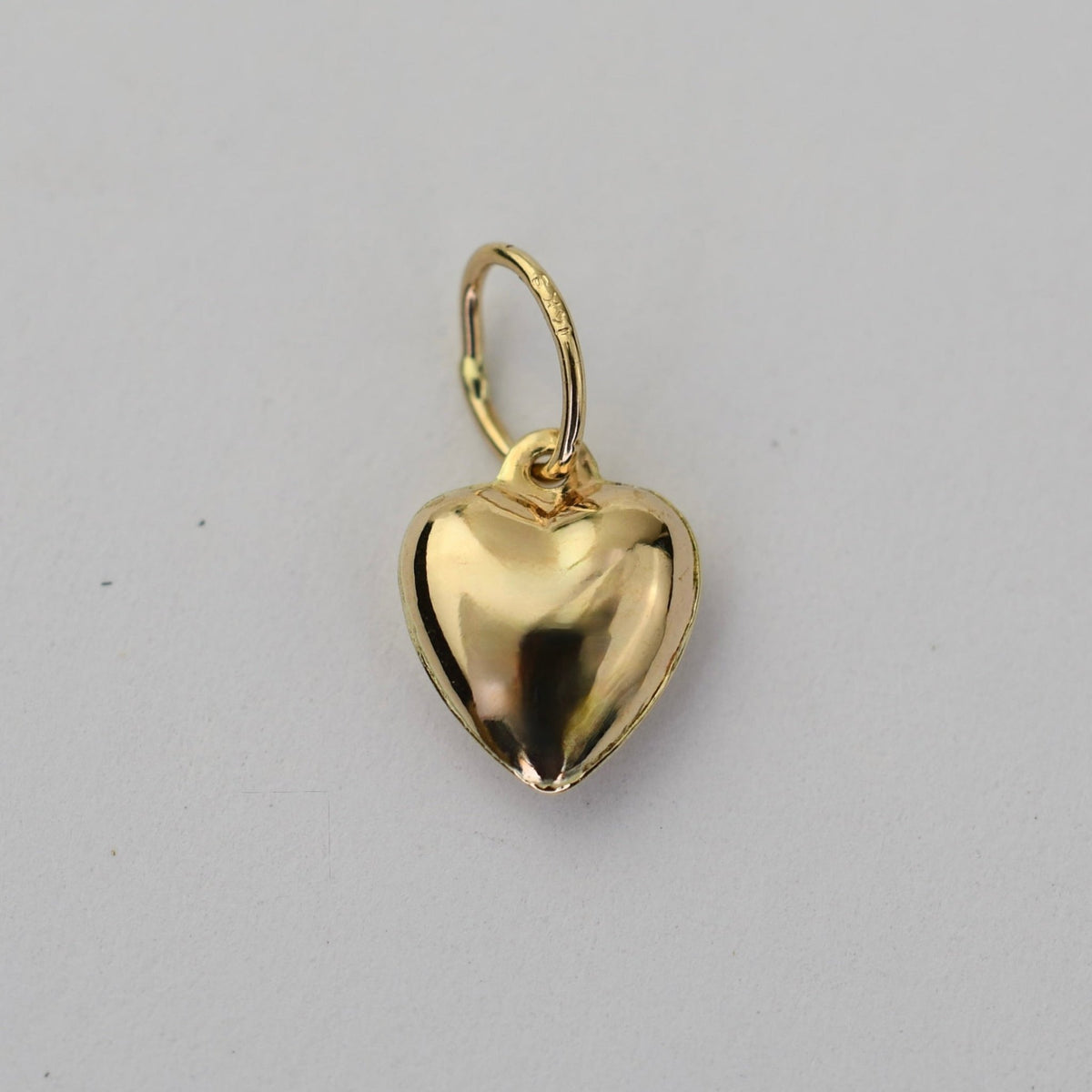 14K Yellow Gold Tiny Heart Charm – Dainty Hollow Heart Pendant - Sash Jewelry