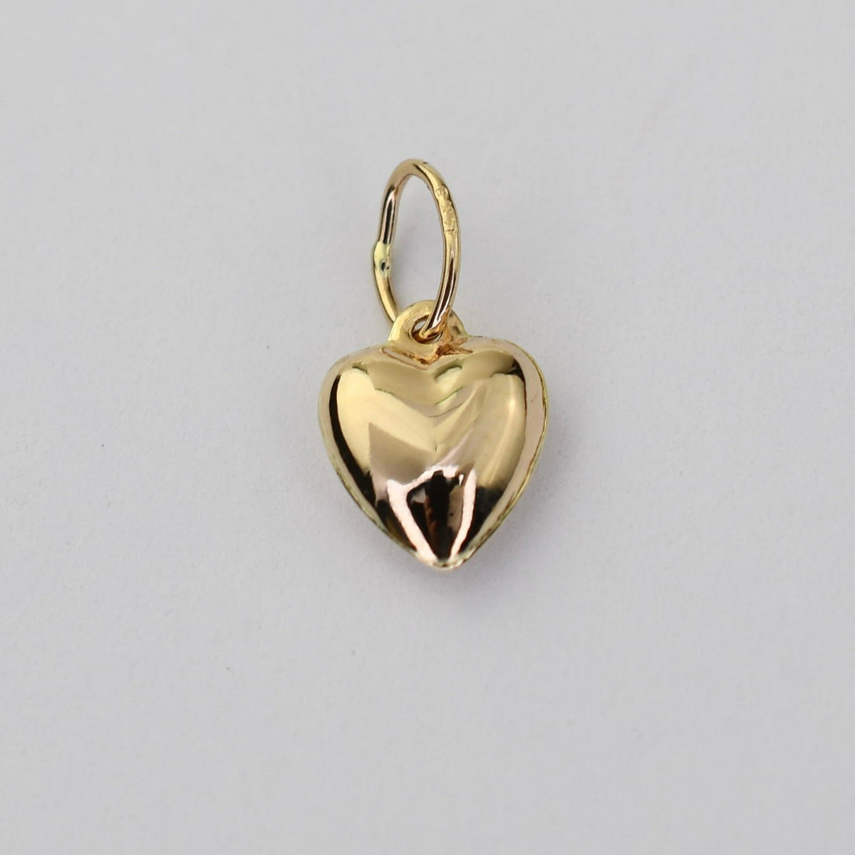 14K Yellow Gold Tiny Heart Charm – Dainty Hollow Heart Pendant - Sash Jewelry