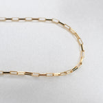 14K Yellow Gold Rectangle Box Chain Anklet - Dainty 1.2mm Solid Gold