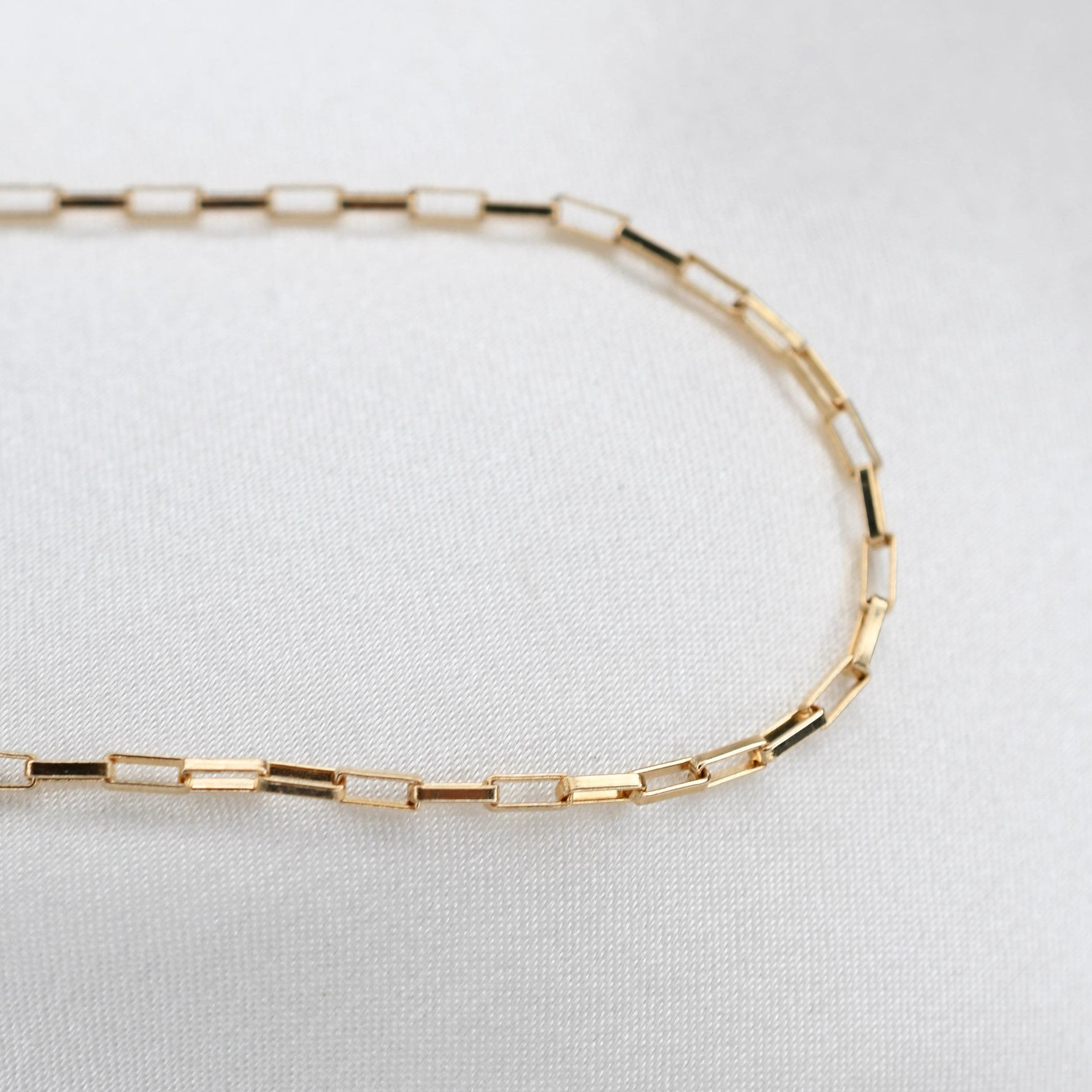 14K Yellow Gold Rectangle Box Chain Anklet - Dainty 1.2mm Solid Gold