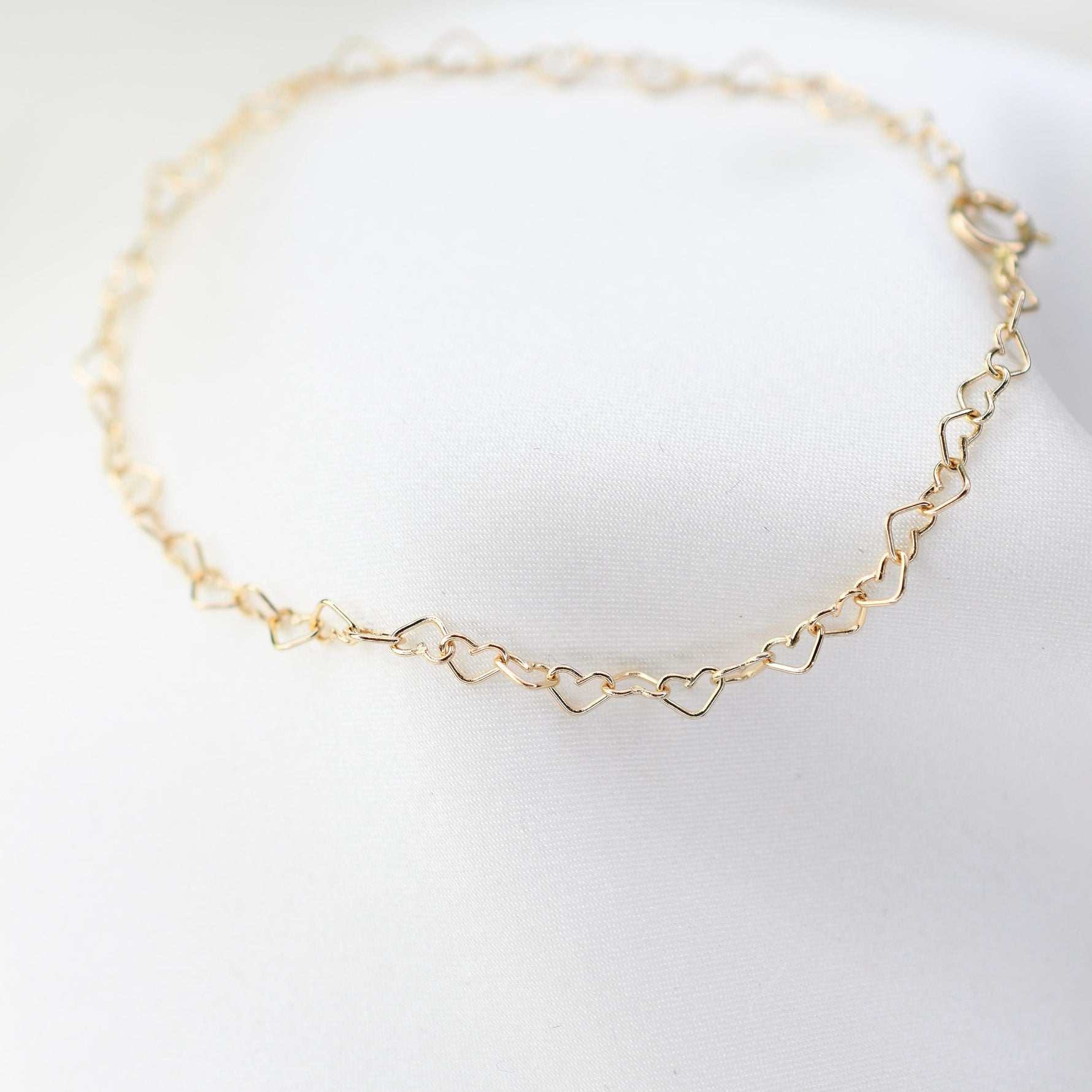 14K Gold Heart Chain Bracelet - Sash Jewelry