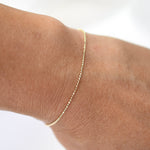 14K Gold Diamond Cut Bead Chain Bracelet - 1.1mm Bead Chain Bracelet - Sash Jewelry
