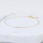 14K Solid Gold Anklet – Ultra Delicate Flat Cable Chain Anklet with Extension - Sash Jewelry