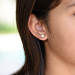 14K Gold CZ Stud Earrings – Round CZ Studs in 3mm 4mm 5mm - Sash Jewelry