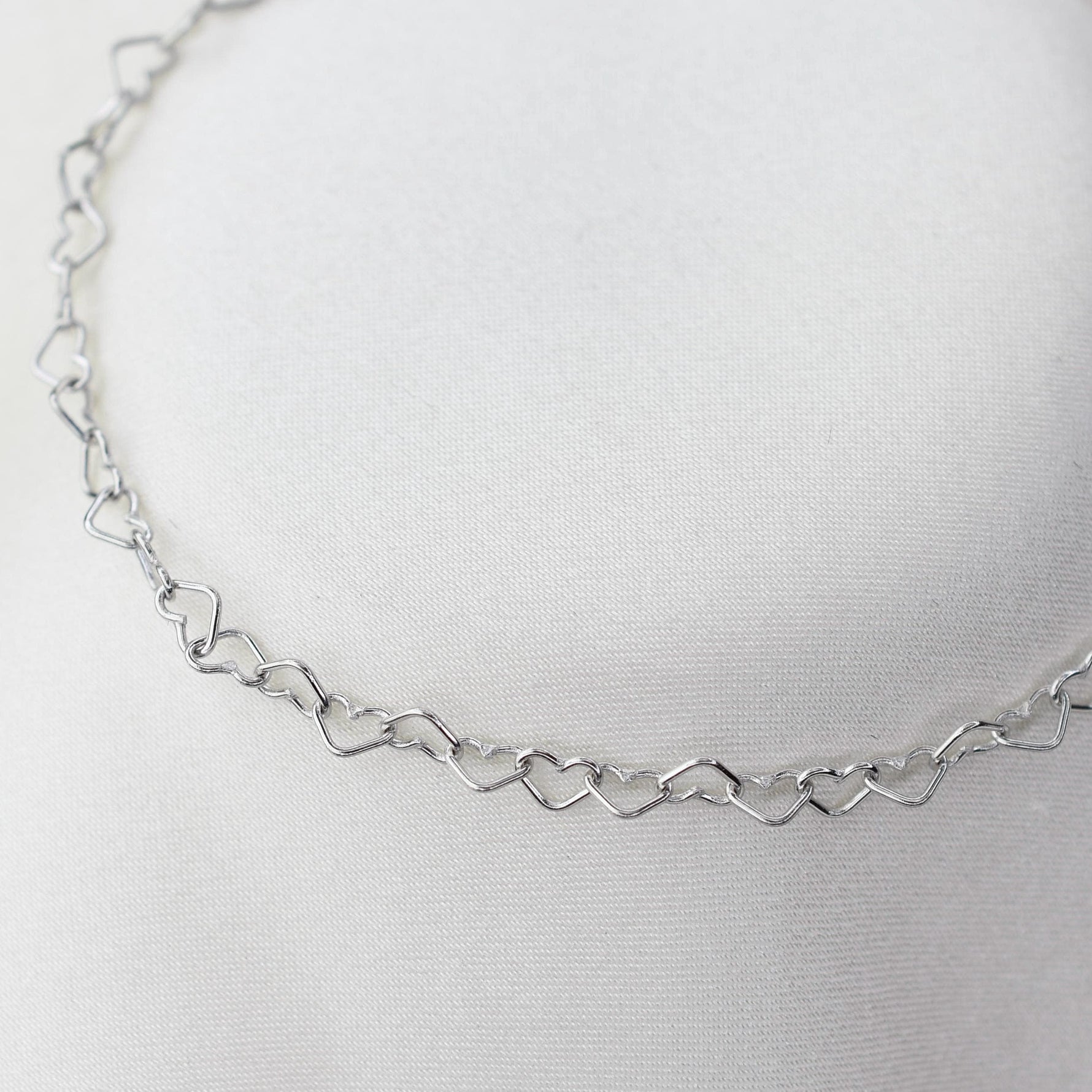 14k White Gold Heart Chain Bracelet - Sash Jewelry