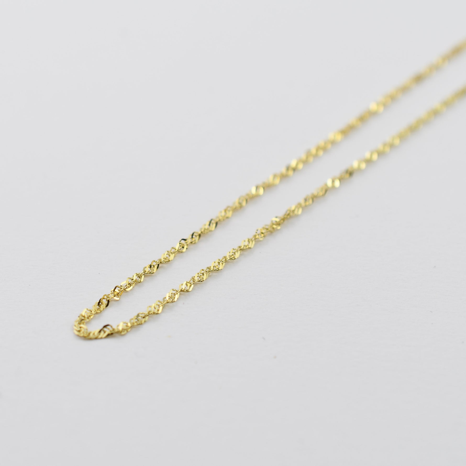 14K Gold Singapore Chain Necklace – 14K Gold Sparkle Necklace - 1.3mm Solid Gold Chain - Sash Jewelry