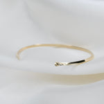 14K Solid Gold Cuff Bracelet – Minimalist Gold Cuff, Thin Open Bracelet - Sash Jewelry