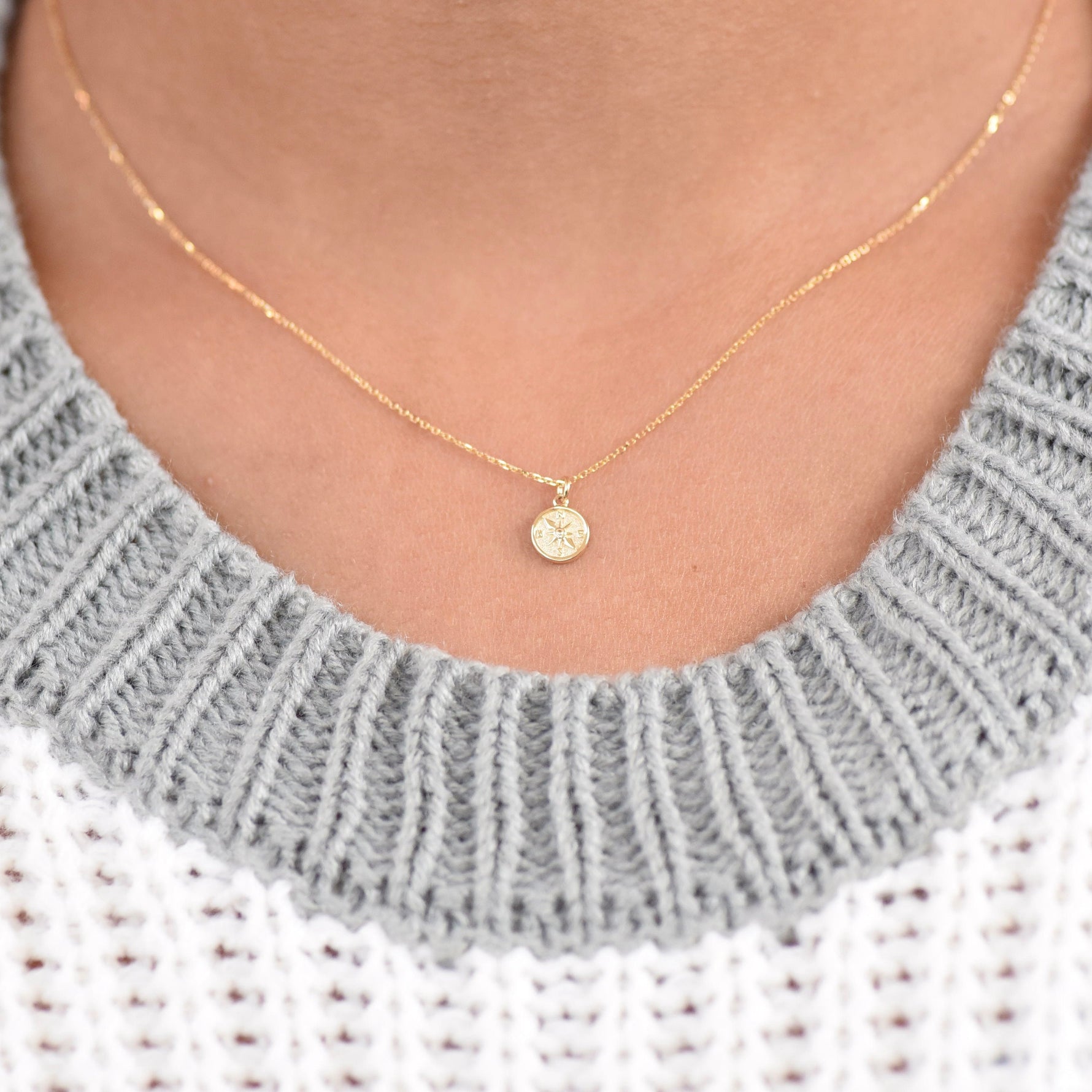 14K Gold North Star Necklace – Compass & Travel Jewelry - Sash Jewelry