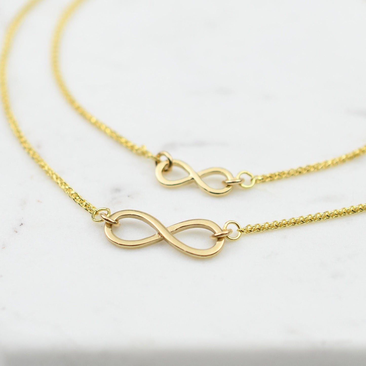 Mother Daughter 14K Gold Infinity Bracelet Set