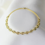 14K Gold Puffed Anchor Chain Bracelet - Sash Jewelry