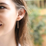 Gold bar earrings. Minimal Bar Earrings. 14K gold bar earrings. Bar earrings. - Sash Jewelry