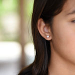 14K Gold CZ Stud Earrings – Round CZ Studs in 3mm 4mm 5mm - Sash Jewelry