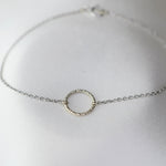14K White Gold Circle Bracelet: Dainty Cable Chain - Sash Jewelry