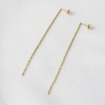 14K Gold Long Chain Earrings – Solid Gold Sparkle Chain - Sash Jewelry