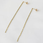 14K Gold Long Chain Earrings – Solid Gold Sparkle Chain - Sash Jewelry