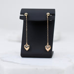 14K Solid Gold Heart Drop Earrings – Minimalist Gold Jewelry Gift - Sash Jewelry