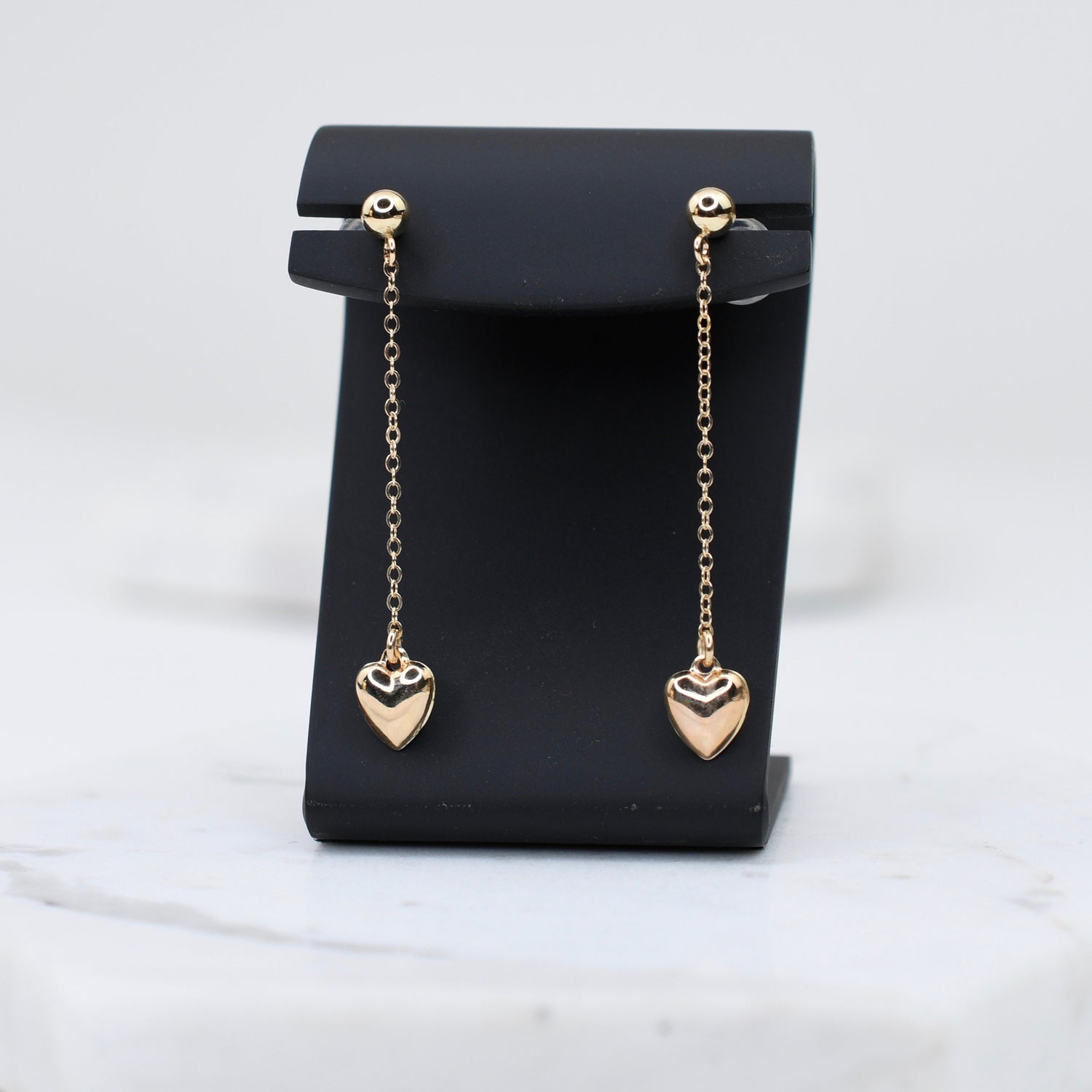 14K Solid Gold Heart Drop Earrings – Minimalist Gold Jewelry Gift