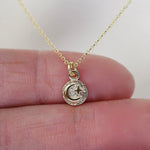 14K Gold Moon and Star Charm Necklace - Sash Jewelry