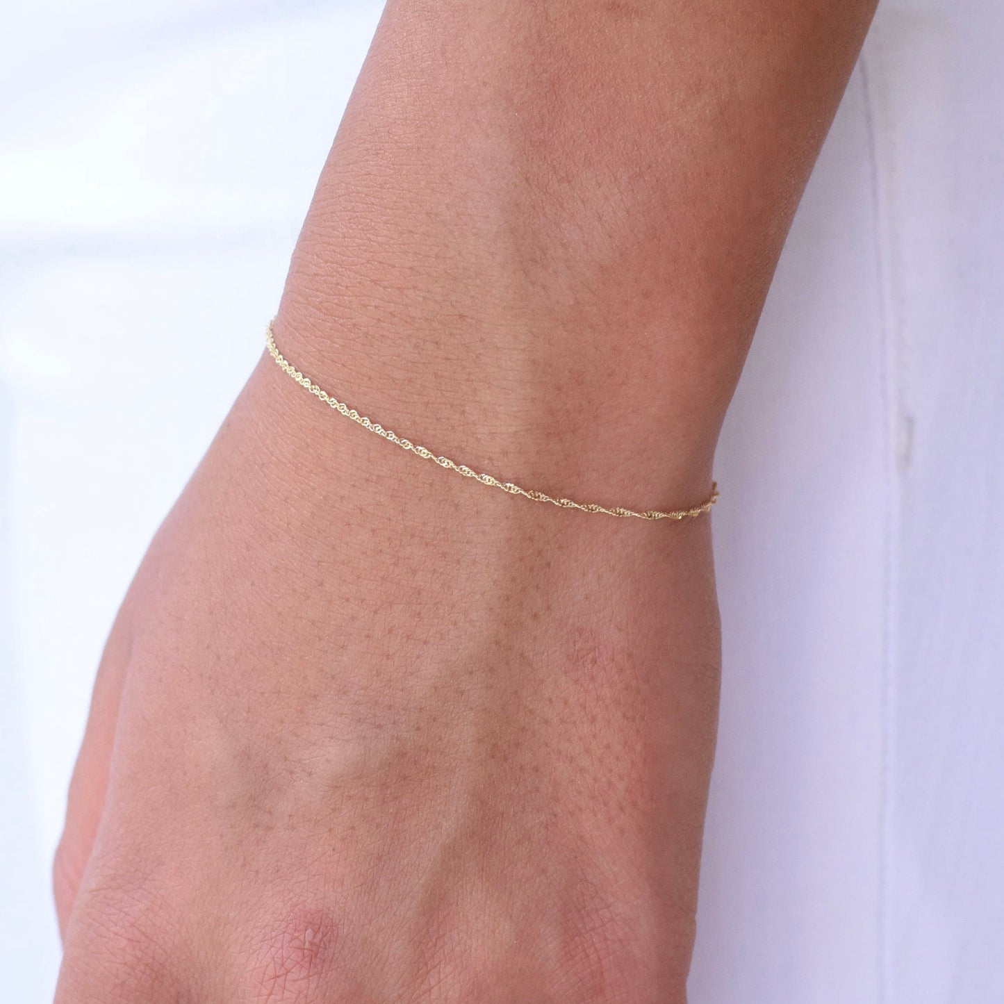 14K Gold Dainty Sparkle Chain Bracelet