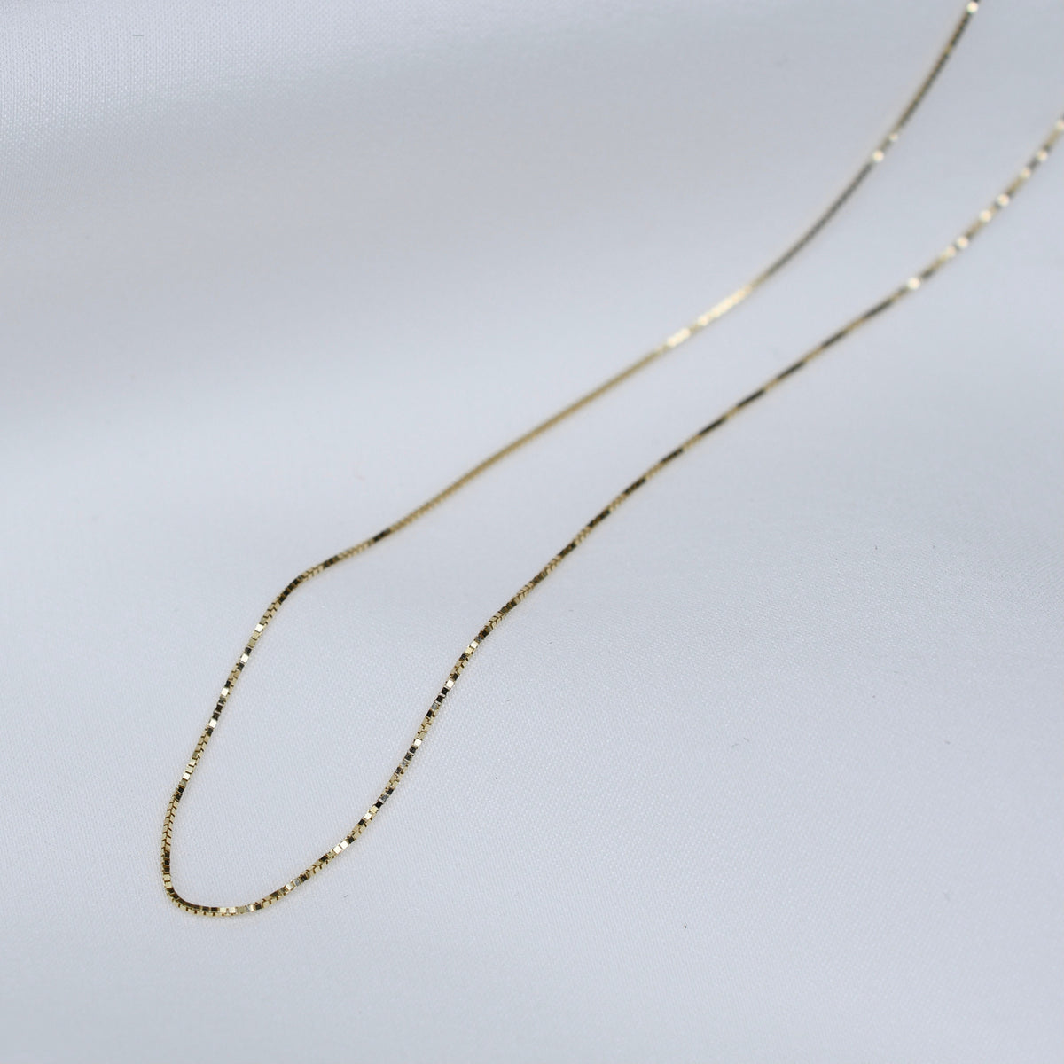 14K Gold Akoya Pearl Necklace: Delicate Box Chain - Sash Jewelry