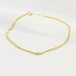 14K Gold Double Chain Diamond Bracelet – Dainty Solid Gold Bracelet - Sash Jewelry