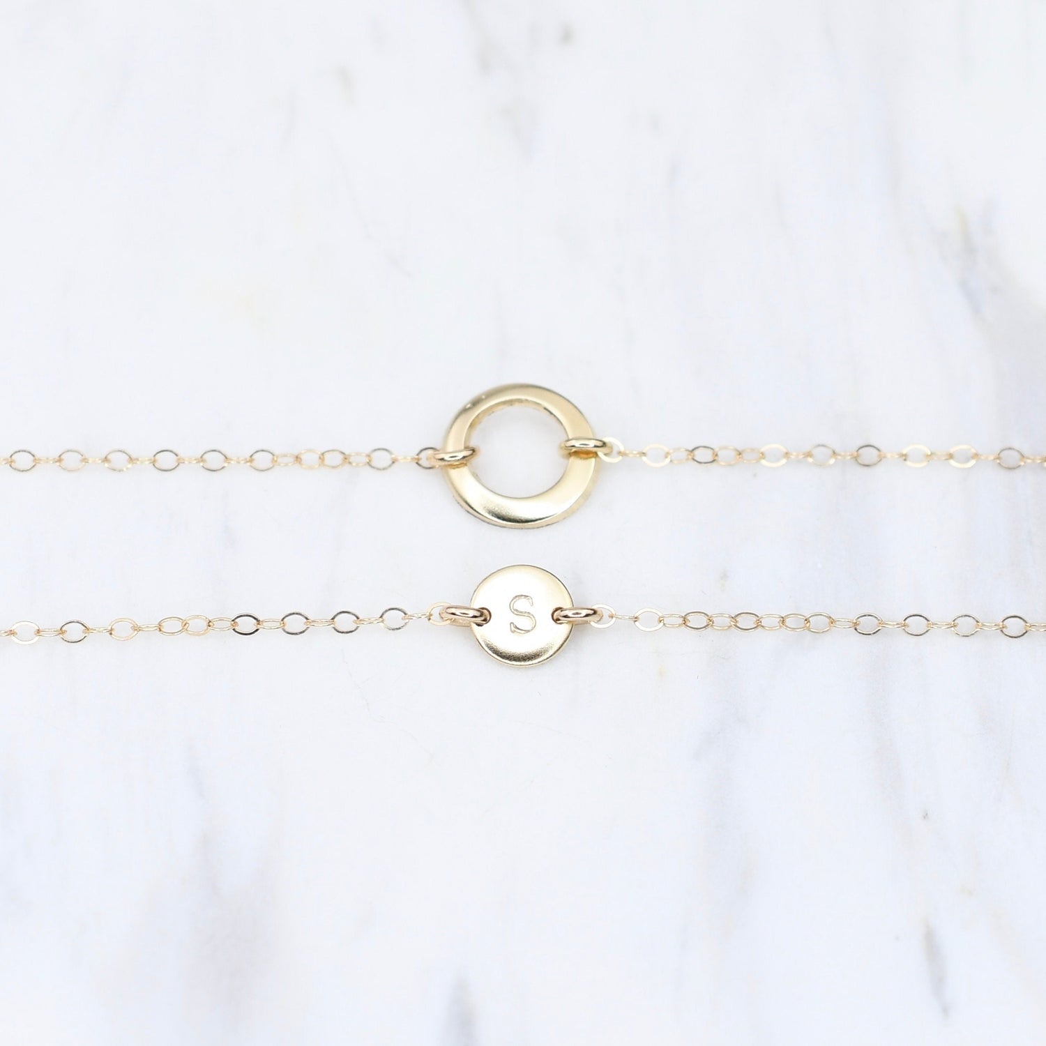 Mother daughter bracelet. 14K gold personalized bracelet. Mothers day gift - Sash Jewelry