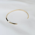 14K Solid Gold Cuff Bracelet – Minimalist Gold Cuff, Thin Open Bracelet - Sash Jewelry