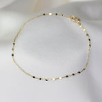14K Solid Gold Dapped Link & Drawn Cable Chain Bracelet - Sash Jewelry