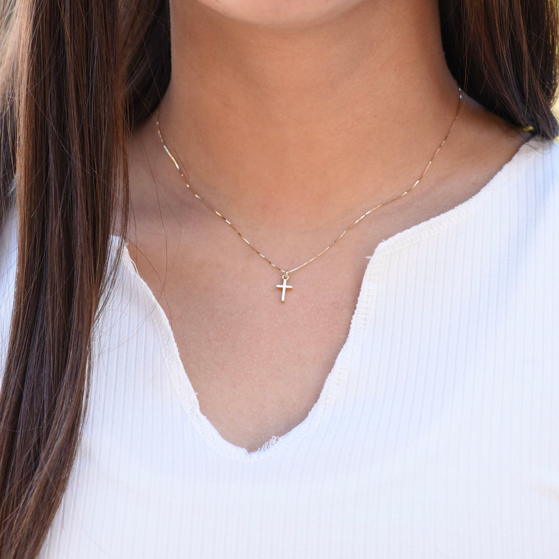 14K Gold Mother Daughter Cross Necklace Set - Sash Jewelry