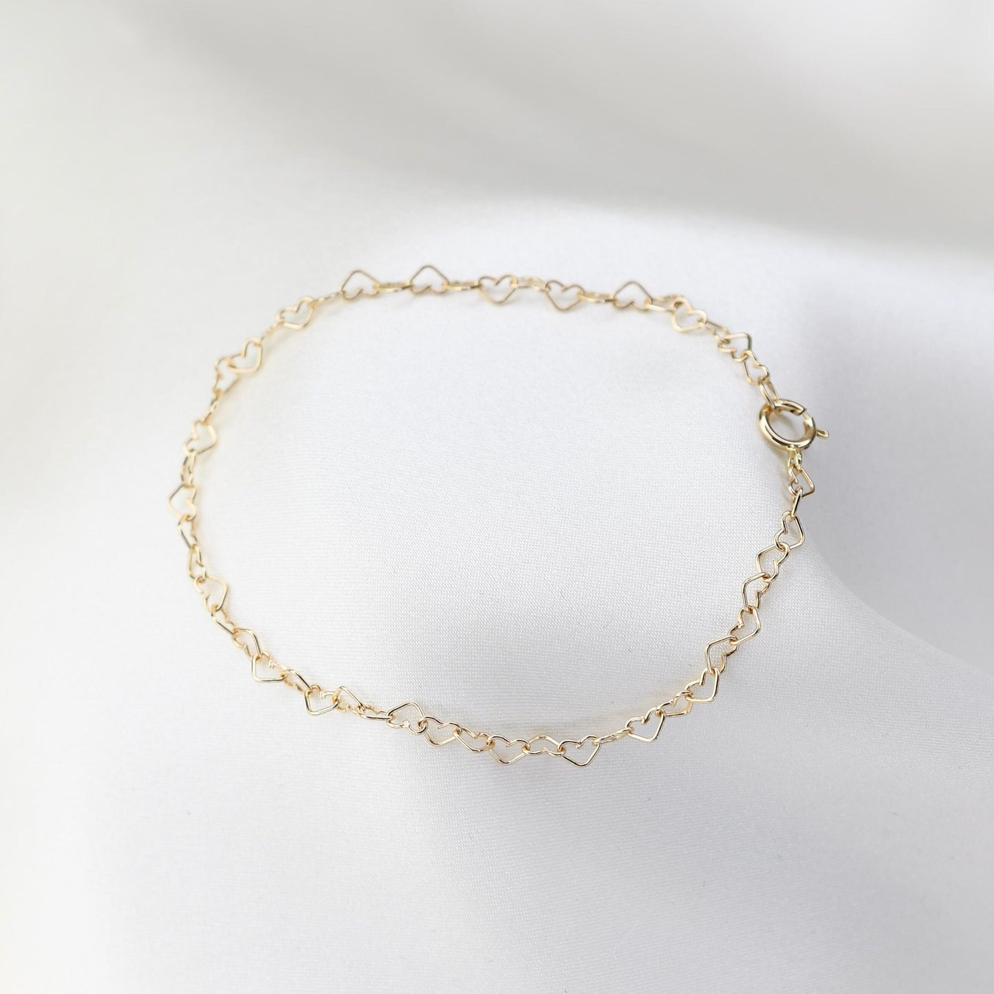 14K Gold Heart Chain Bracelet