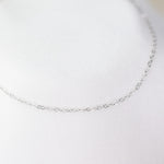 14k White Gold Dainty Bracelet: 1.2mm Flat Oval Chain - Sash Jewelry