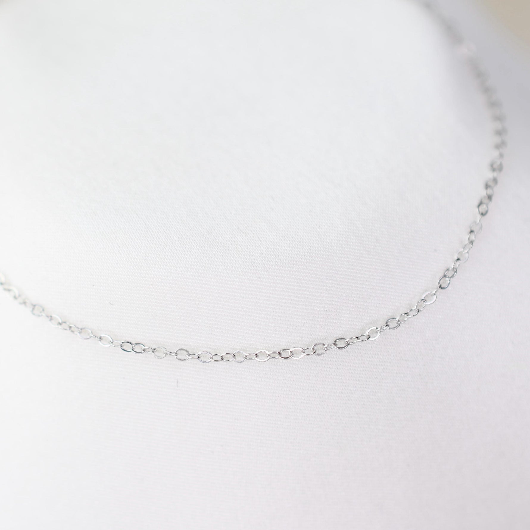 14k White Gold Dainty Bracelet: 1.2mm Flat Oval Chain - Sash Jewelry
