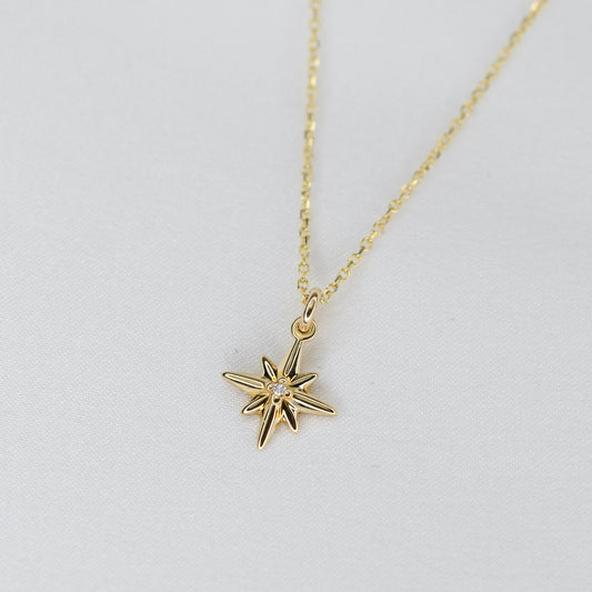 Shine bright with this dainty 14K solid gold North Star necklace, designed to symbolize guidance, protection, and inspiration.