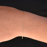 14K Solid Gold Dainty Bracelet – 1mm Diamond Cut Cable Chain Sparkle Bracelet - Sash Jewelry