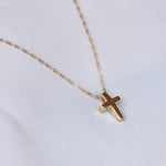 14K Gold Delicate Floating Cross Necklace - Sash Jewelry