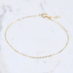 14K Solid Gold Anklet – Ultra Delicate Flat Cable Chain Anklet with Extension - Sash Jewelry
