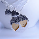 Mother 2 daughter necklace set, Mother two daughters gift, Mother's day gift, Mother daughter necklace set - Sash Jewelry