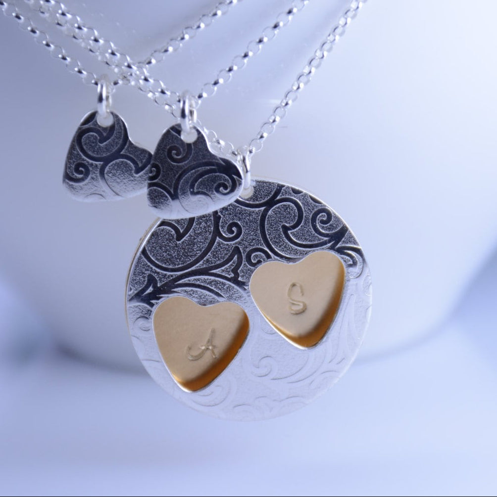 Mother 2 daughter necklace set, Mother two daughters gift, Mother's day gift, Mother daughter necklace set - Sash Jewelry
