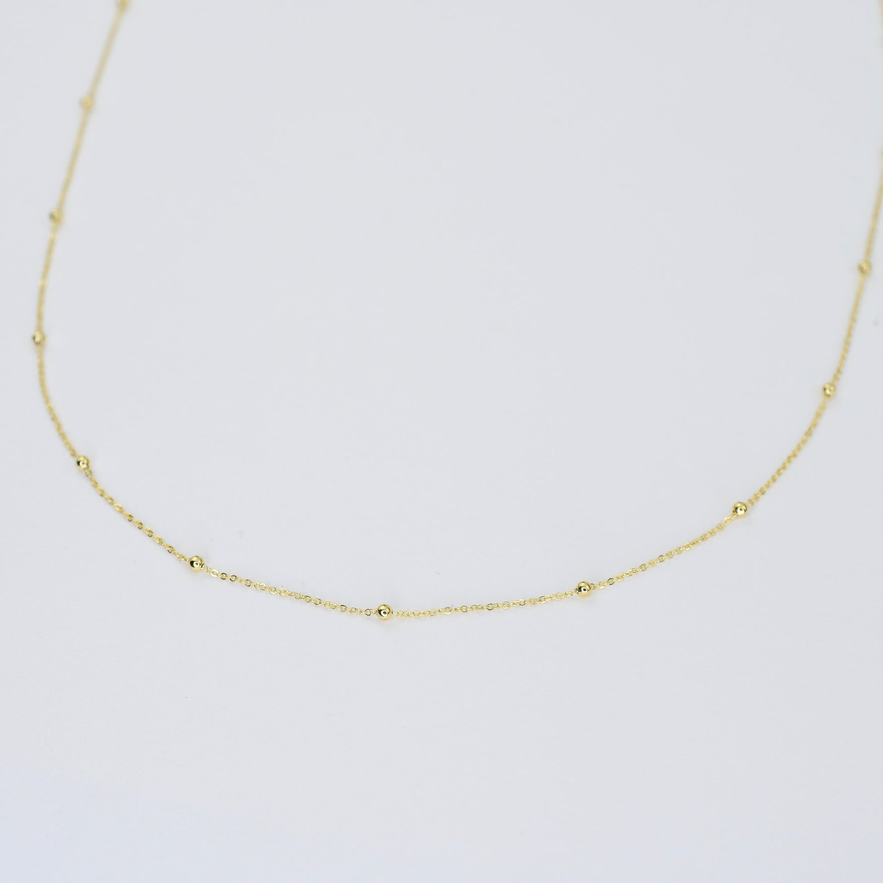 14K Gold Satellite Necklace, 14k Gold Satellite Choker - Sash Jewelry