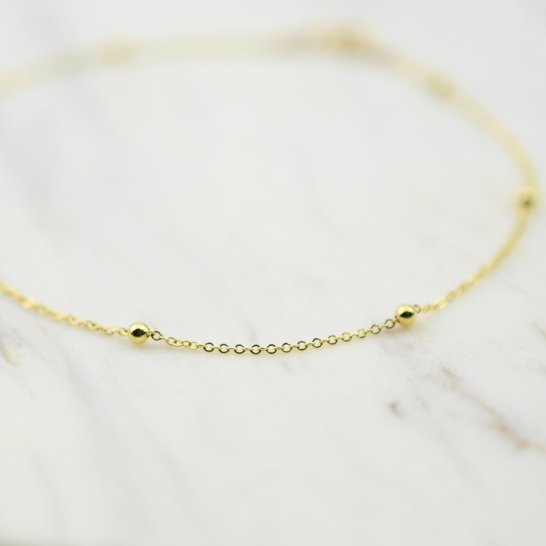 14K Gold Beaded Anklet - Sash Jewelry