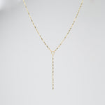 14k Gold Y Necklace. 14K sparkle chain necklace. 14k delicate y necklace. - Sash Jewelry