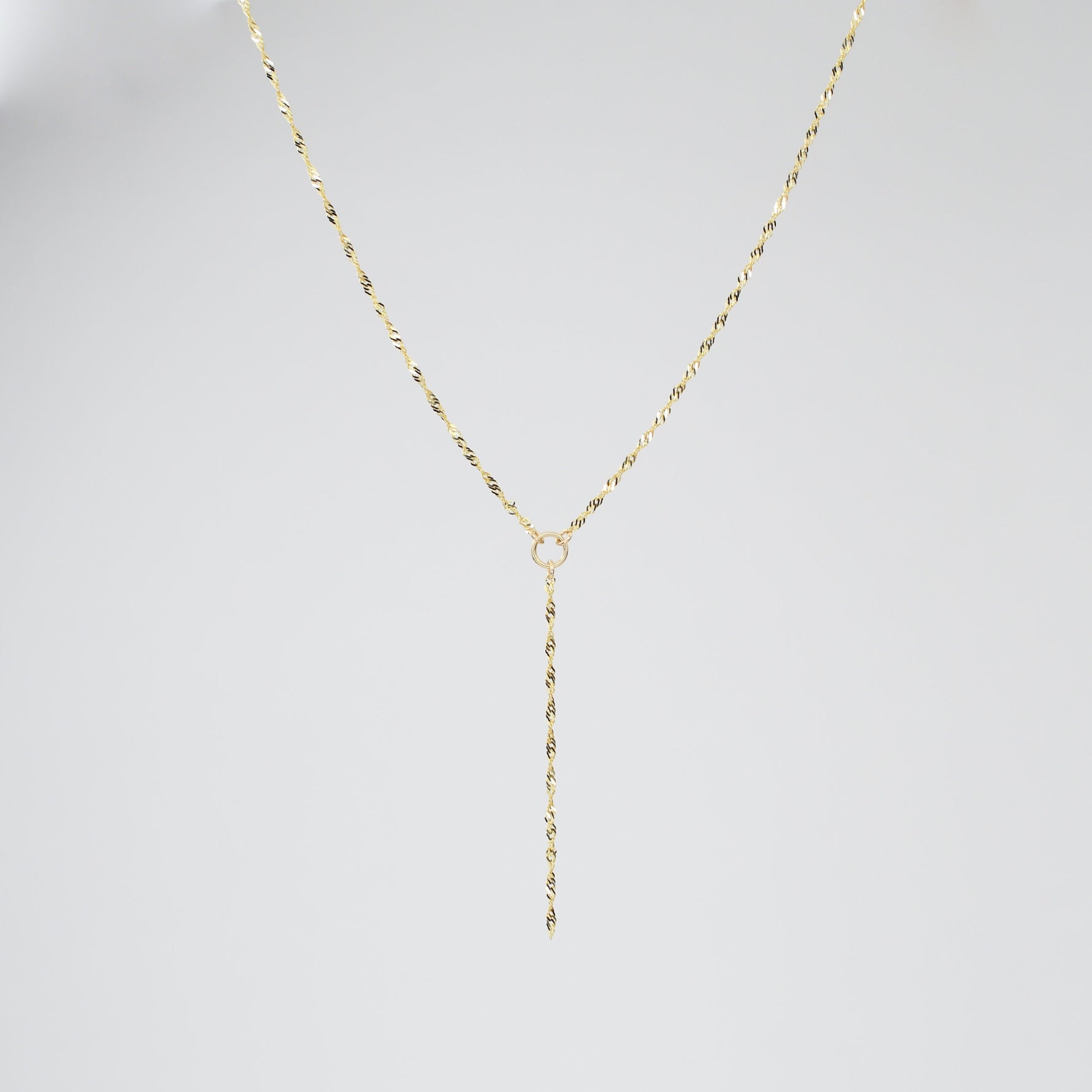 14k Gold Y Necklace. 14K sparkle chain necklace. 14k delicate y necklace. - Sash Jewelry