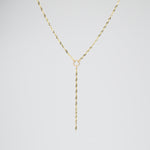 14k Gold Y Necklace. 14K sparkle chain necklace. 14k delicate y necklace. - Sash Jewelry