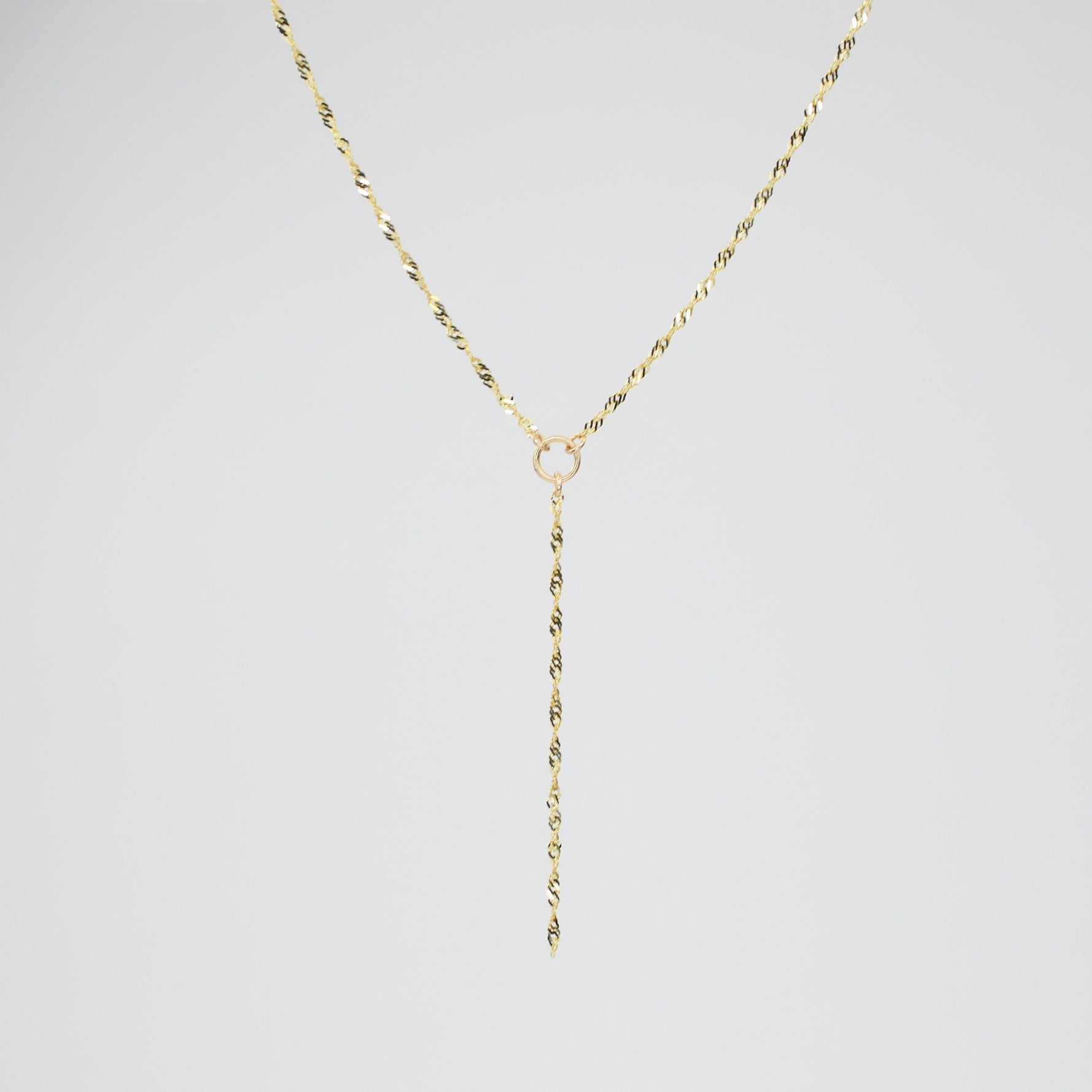 14k Gold Y Necklace. 14K sparkle chain necklace. 14k delicate y necklace. - Sash Jewelry