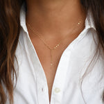 14K Gold Delicate Sparkle Y Necklace - Sash Jewelry